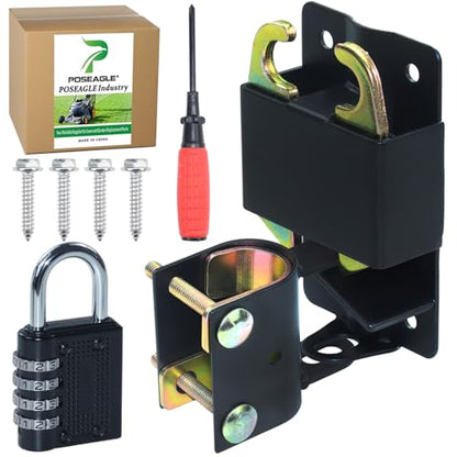 5 inch Black S16100700 Two Way Lockable Gate Latch with 4-Digit Combination Lock and Screwdriver for Metal Gates with 1-1/4" to 1-1/2" Diameter Tubes - color: A01 1xLockable Gate Latch for 1-1/4 to 1-1/2 Tubes