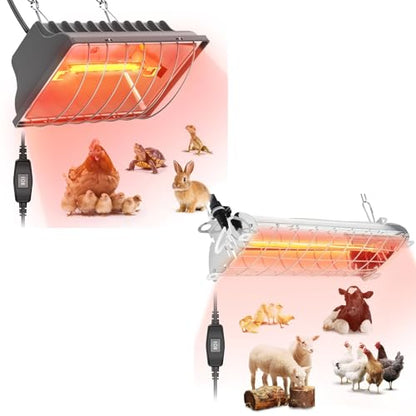 Chicken Coop Heat Lamp, Brooder Heater for Chicks Adjust 2 Mode Temp&Hanging Height for Coop Brooder, Reptiles, Duck, Rabbit and Dog
