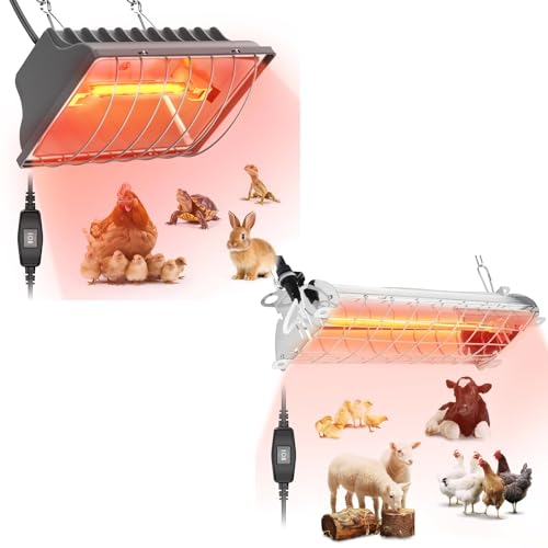 Chicken Coop Heat Lamp, Brooder Heater for Chicks Adjust 2 Mode Temp&Hanging Height for Coop Brooder, Reptiles, Duck, Rabbit and Dog