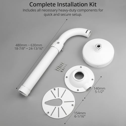 QWORK Universal Security Camera Mount Bracket, Adjustable J Type 15.7-23.6 inch Wall Mount for Dome CCTV/IP Cameras, Weatherproof Aluminum, Beige