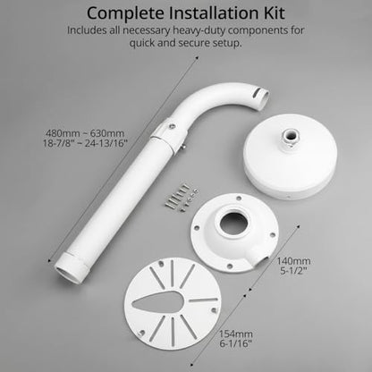 QWORK Universal Security Camera Mount Bracket, Adjustable J Type 15.7-23.6 inch Wall Mount for Dome CCTV/IP Cameras, Weatherproof Aluminum, Beige
