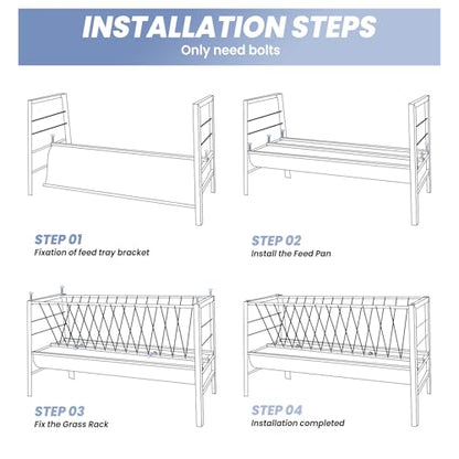 90-Gallon Heavy Duty Dual-Section Goat Hay Feeder - Galvanized Steel Hay & Grain Trough for Pastures, Barns & Farm Animals