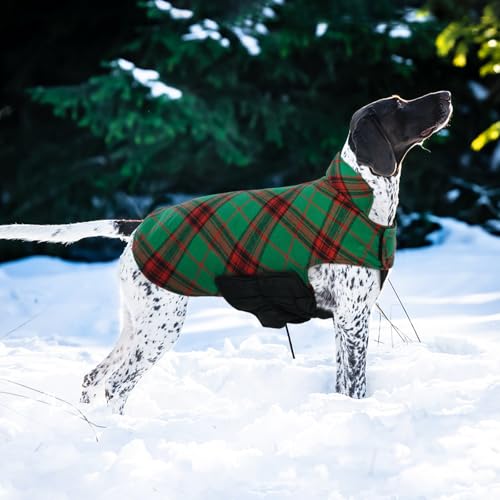 Kuoser Warm Dog Coat, Waterproof Dog Coats for X-Small Dogs, Adjustable Durable Doggie Winter Jacket Reversible Cozy Puppy Cold Weather Apparel from Small to Large Breed, Christmas Green XS - color: Christmas Green, size: X-Small (Pack of 1)