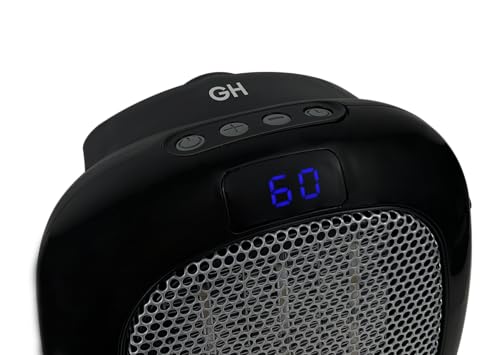 Good Housekeeping Wall-Mount Indoor Mini Space Heater w/ Thermostat & Remote, 750W, Black - color: Black
