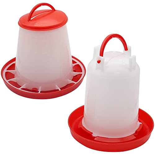 Chick Feeder and Waterer Kit, 1.5kg Chick Feeder and 1.5L Chick Waterer for Poultry Duck Quail Hanging Poultry Plastic Containers for Outdoor