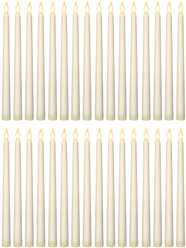 Treela 24 Pcs Flameless Taper Candles Battery Operated Bulk Fake Candles Light LED Candle Sticks Flickering Tapered for Easter Wedding Anniversary Decoration(Basic,11 Inch,Ivory) - color: Ivory, size: 11 Inch, style: Minimalist