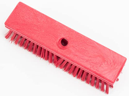 SPARTA Plastic Floor Scrub Brush, Brush Head Only, Deck Brush with ACME Standard Thread Fitting for Deck, Industrial Kitchens, and Hospitals, 10 Inches, Red - color: Red