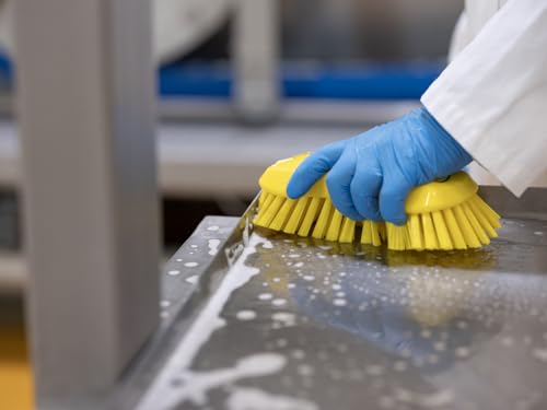Vikan 38946 Extra Large Hand Brush, Multifunctional, Slip-Resistant Cleaning Tool, Extra Stiff Polypropylene & Polyester Bristle, 9.1", Yellow - color: Yellow