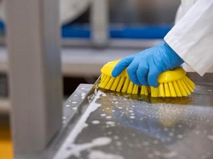 Vikan 38946 Extra Large Hand Brush, Multifunctional, Slip-Resistant Cleaning Tool, Extra Stiff Polypropylene & Polyester Bristle, 9.1", Yellow - color: Yellow