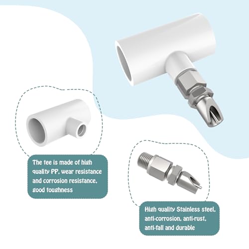 6pcs Stainless Steel Rabbit Water Nipples Automatic PVC Tees Rodent Waterering System - color: whte, size: Large