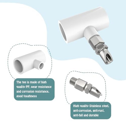 6pcs Stainless Steel Rabbit Water Nipples Automatic PVC Tees Rodent Waterering System - color: whte, size: Large