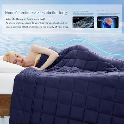 Topcee Weighted Blanket (5 lbs, 36" x 48") Cooling Throw Heavy Blanket for Sleeping Apply to 40-60 lbs, Soft Thick Breathable Blanket with Glass Bead, Easy Care - color: 01-navy Blue, size: 36"×48"-5lbs