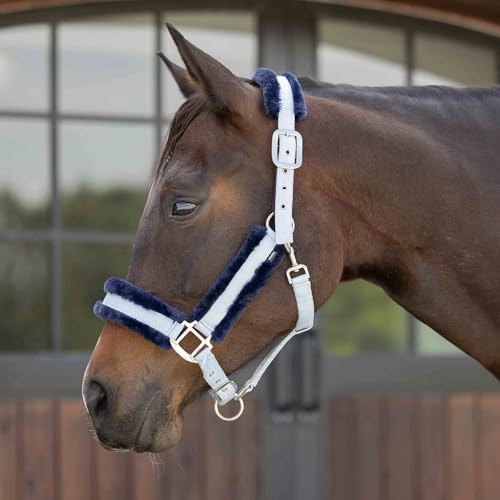 Equinavia Valkyrie Ultra Fleece Soft Padded Horse Halter Breakaway | Adjustable Break Away Halter for Horses, Nylon Webbing Design, Soft Breakaway Halters for Horses, Safety Release for Handling - color: Sweet Blue/Navy, size: Horse