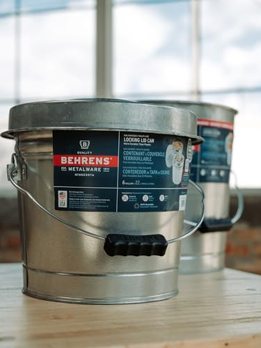 Behrens 6 Gallon Galvanized Steel Storage Can or Waste Bin w/Locking Lid & Handle (1 can, 1 Black Grip) - size: 1 Bucket, style: 1 Black Grip