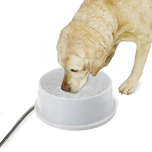 K&H Pet Products Thermal-Bowl Heated Water Bowl for Cats & Dogs Outside, Safety Listed Outdoor Heated Dog Dish for Pets, Automatic No Freeze, Anti Chew Cord - 1.5 Gallons Granite 25W - size: 192 Ounces