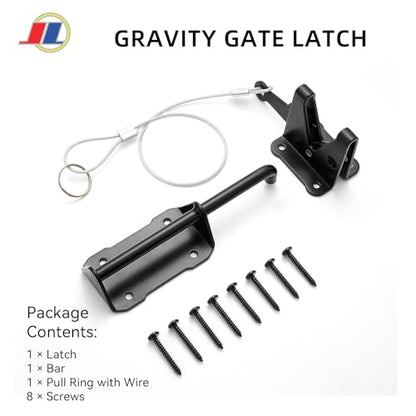 Gravity Gate Latch, Self-Locking Heavy Duty Black Gate Latches for Wooden Fences, Outdoor Vinyl Gate Lock, No-Sag Gate Hardware for Driveway, Garden, Yard & Farm - size: Gravity