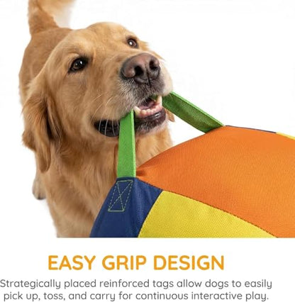 18" Herding Ball for Dogs & Horses - Tear-Resistant Inflatable Toy with Heavy-Duty Handle Cover & Pump - Durable Exercise Ball for Large Pets (Medium) - size: Medium