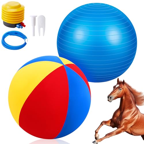 Giant 40 Inch Herding Ball with Ball Cover Anti Burst Please Watch VCR for How to Inflation Horse Toys for Horses Entertainment Play, Pump Included(Cute, Colorful) - color: Colorful, size: 40 Inch, style: Cute