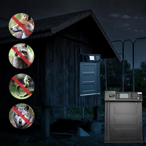CCYLEZ Automatic Chicken Coop Door - Solar Powered with Timer & Light Sensor, Remote Control, 2000mAh Battery, AntiPinch Design, USB Charging, Wide Door