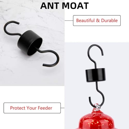 REZIPO Hummingbird Feeder with Perch - Hand Blown Glass - 38 Fluid Ounces Hummingbird Nectar Capacity Include Hanging Wires and Moat Hook (Red-fire) - color: Red-fire