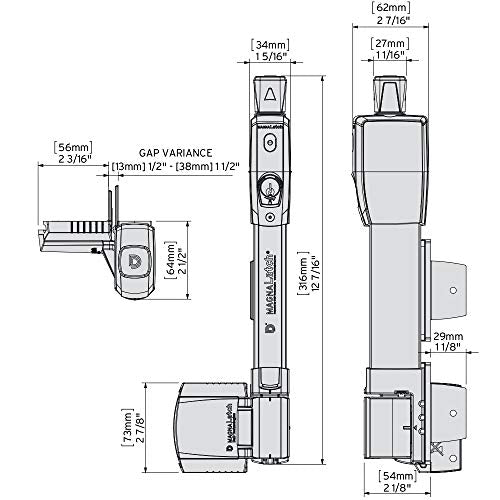 D&D Technologies ML3VPKA MagnaLatch Vertical Pull 12-inch Gate Latch, Magnetic Lock System, Professional-Grade Child & Pet Safety Gate Latch, Rekeyable Security Lock System, Square Gate Frame and Post