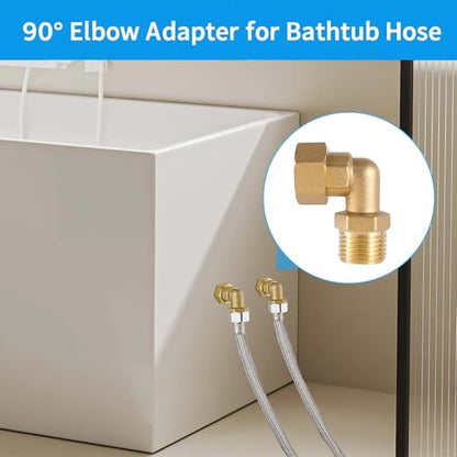 2-Pack Clawfoot Tub Faucet Elbow Adapter Installation Kit, 1/2" IPS Female to 1/2" IPS Male Connector, Brass 90-Degree Water Line Fittings for Bathtub or Shower, 1 Pair - size: 2 Gold