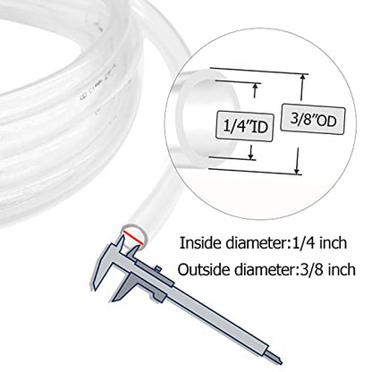 1/4’’ ID × 3/8’’ OD - 25 ft Clear Plastic Vinyl Tubing, Flexible PVC Hose Lightweight Non-Toxic vinyl Tube for Transfer Water Air Oil - size: 1/4'', style: 25 feet