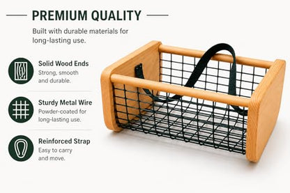 Garden Hod Harvest Basket – Wood & Wire Harvest Basket for Collecting Vegetables, Fruits, Flowers & Eggs, Rustic Farmhouse Basket with Solid Wood Ends for Garden, Kitchen Storage & Decorative Display
