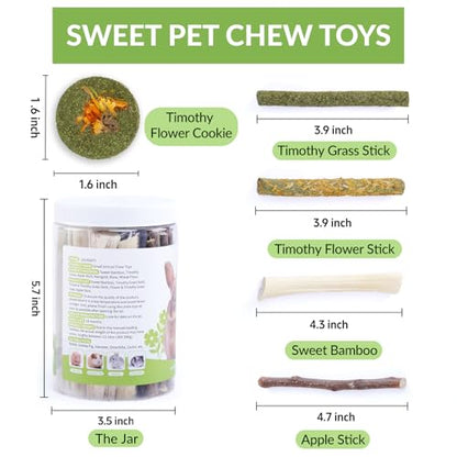 50-60 Pcs Rabbit Chew Toys, Guinea Pig, Hamster, Bunny Chew Toys, Sweet Bamboo, Apple Stick, Timothy Stick, Prevent Teeth Overgrowth, Clean Teeth