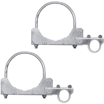 Chain Link Fence 180 Degree Commercial Duty Gate Hinge-for 8-5/8" Outside Diameter Gate Post/Pipe & 1-5/8 Thru 1-7/8" Gate Frame. Chain Link Post Gate Hinge - Hinge U Bolts Included - Qty 2 - size: 8-5/8" - 2 Pack