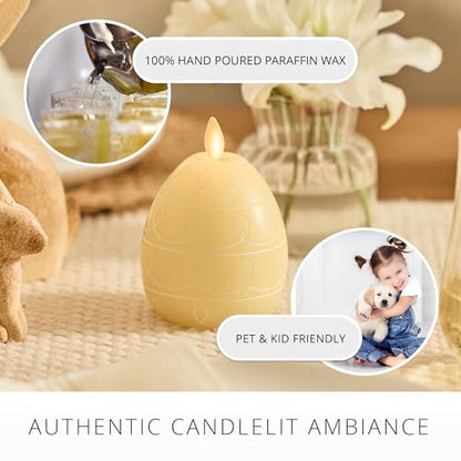 Luminara Easter Egg Candle - Lemon Chiffon 3.1" x 4.3" - Flameless Real-Flame Holiday - Inspired Decor - AA Batteries - Flickering LED Flame - color: Lemon Chiffon