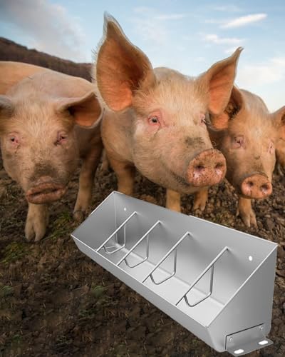Livestock Feed Trough, 5 8 10 Chamber Hog Feeders for Outside Heavy Duty, Low Height Pig Trough for Watering Equipment, Metal Feeder Pan for Livestock Cattle Horse, L 100CM/39.4"/3.3ft - size: L 100CM/39.4"/3.3ft