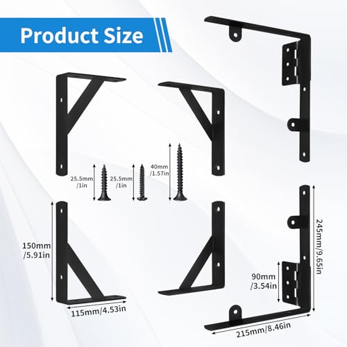 Fence Gate Kit Gate Hardware, Corner Brace Brackets Anti Sag Gate Kit Heavy Duty Gate Hardware for Wooden Fence,Shed Doors, Driveway Gates, Corral Gates, Wood Windows（1 Set)