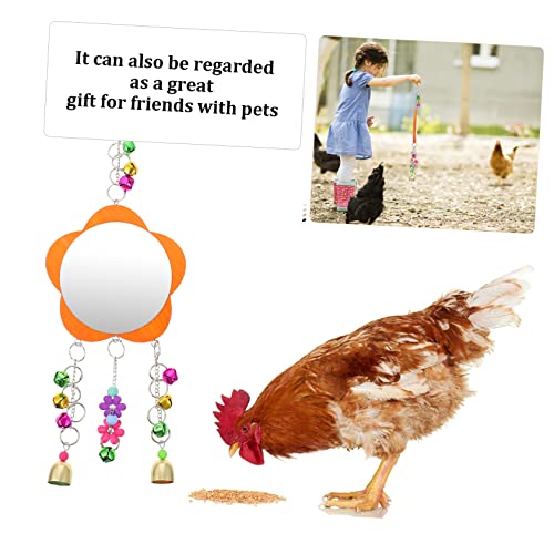 GALPADA 1pc Chicken Mirror Toy Bird Mirror Bell Fun Pet Supplies for Birds and Chickens Easy to Interactive Toy for Birdcage Entertainment