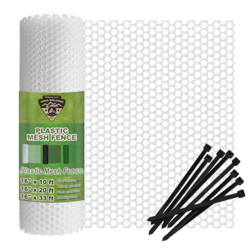 Plastic Wire Mesh Fence 16In x 20Ft, Chicken Wire Fencing for Poultry, Dogs, Rabbits, Snake Barrier, Garden Netting, Balcony Pet Barrier, Lightweight Plastic Mesh for Outdoor Use White - color: White, size: 16IN x 20FT