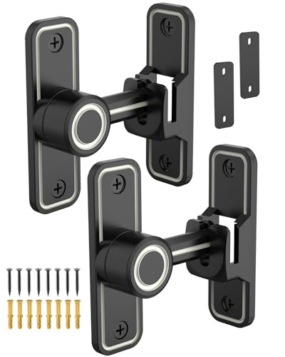 Heavy Duty Gate Latches 90 Degree Right Angle Barn Door Lock, Anti-Theft Sliding Door Lock Latch for Wooden Fence Garden Bathroom Outdoor Garage Window Include Screw (Luminous Black - 2 Pack) - color: Luminous Black - 2 Pack