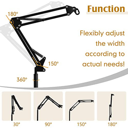 Queekay Reptile Heat LAMP Stand, Black Metal, Adjustable Height and Width, 5 Hanging Hooks, for Terrarium, Aquarium, Incubator, Cages, Suitable for Reptiles, Amphibians, Small Animals