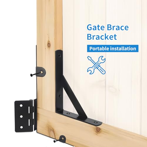 Fence Gate Kit Gate Hardware, Corner Brace Brackets Anti Sag Gate Kit Heavy Duty Gate Hardware for Wooden Fence,Shed Doors, Driveway Gates, Corral Gates, Wood Windows（1 Set)
