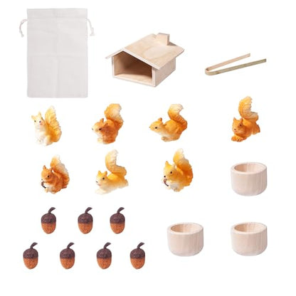 Sorting Stacking Wooden Toys for Toddlers, Squirrel Montessori Toys Toddler Sensory Bin Tool Toy, Wood Squirrel Toy House Fine Motor Skill Early Learning Educational Gift for Kids - style: Squirrel Toys