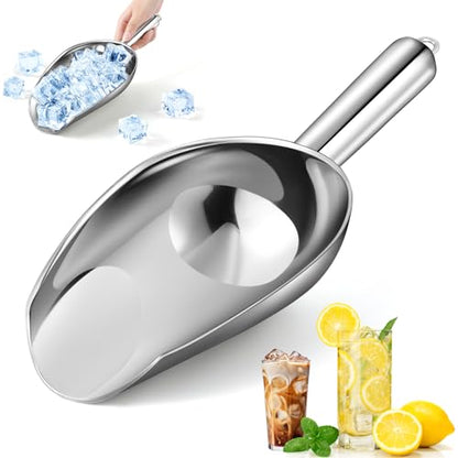 OLESBUR 18oz Stainless Steel Ice Scoop for Freezer – Dishwasher Safe Metal Scooper with Long Handle for Ice Machines, Buckets, Dog Food, Flour, and Canisters – Ideal for Bar, Parties & Weddings - size: 18oz