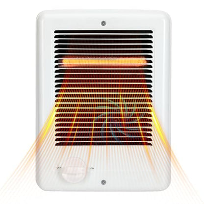 Upgraded CSC151TW In Wall Heater – 1500 Watts, 5120 BTU, 120 Volts, Built-In Thermostat, Fast-Heating Complete Unit, Electric Wall Heater for Indoor Rooms & Bathrooms