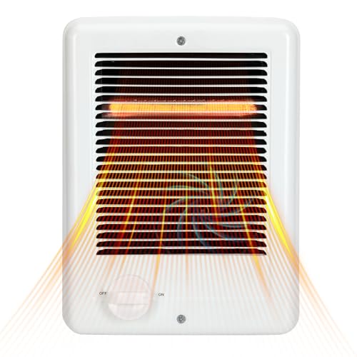 Upgraded CSC151TW In Wall Heater – 1500 Watts, 5120 BTU, 120 Volts, Built-In Thermostat, Fast-Heating Complete Unit, Electric Wall Heater for Indoor Rooms & Bathrooms