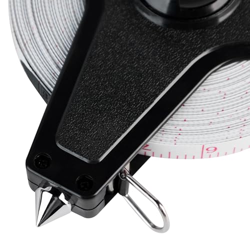 Champion Sports Open Reel Measuring Tapes – Durable Hand Crank with Metal Spike, Dual-Sided Feet & Meters, Perfect for Track & Field and Long Jump, 200 Feet/60 Meters - size: 60 m