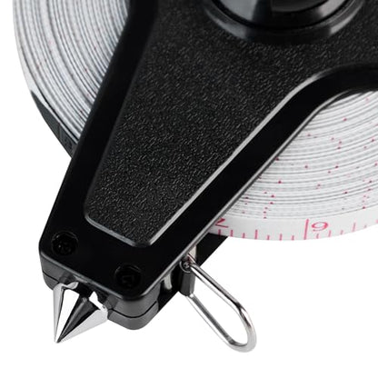 Champion Sports Open Reel Measuring Tapes – Durable Hand Crank with Metal Spike, Dual-Sided Feet & Meters, Perfect for Track & Field and Long Jump, 200 Feet/60 Meters - size: 60 m
