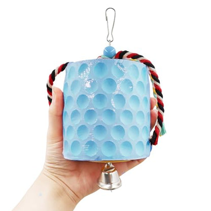 Oooct Large Chicken Chewing Toy, Chick Beak Grinding Calcium Stone with Bells, Chicken Coop Accessories, Cage Toys for Cockatiel Parakeet Parrot Budgies Rat Hamster Rabbit Bunny Blue - color: Blue