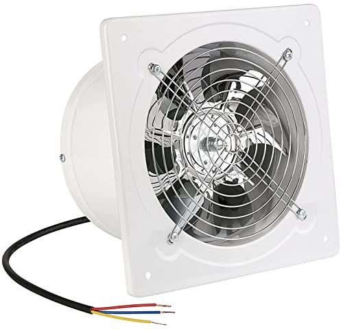 6 inch Exhaust Fan Wall Mounted Garage Ventilation Fan,290CFM Metal Attic Exhaust Fan Basement Extractor Fans with Backdraft Damper for Home Office Commercial Use(42W 110V 、White) - style: 6 inch
