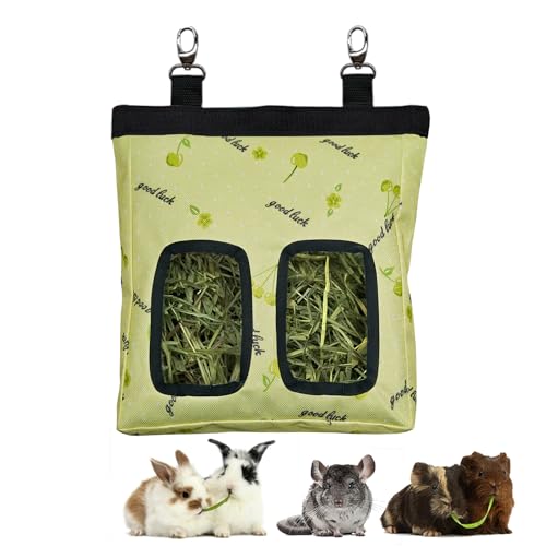 Guinea Pig Hay Feeder, Hanging Rabbit Hay Feeder Bag for Guinea Pigs Bunnies Chinchillas. Greencherries - color: Greencherries