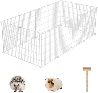 C&AHOME Pet Playpen, Small Animals Supplies, 12 Panels Exercise Playpens Cage, C Grids Portable Yard Fence Indoor, Ideal for Guinea Pigs, Puppy Pet Products, DIY Metal Playpens, 12" × 15" White - color: White, style: 12 Panels