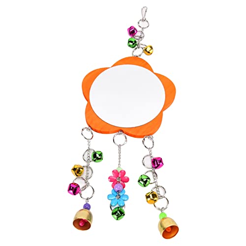 GLOGLOW Nan Chicken Mirror Toys, Wooden Hanging Swing Mirror for Chickens and Parrots Poultry and Livestock Supplies