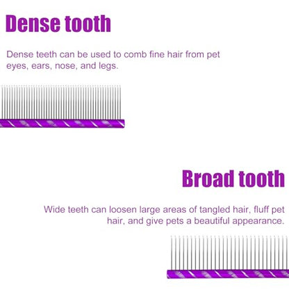 Fearless Alpaca Metal Pet Comb for Grooming Cats and Dogs (Purple) - Purple, Blue, Red, and Gold Colors Available - 8 Inch Length - Rounded Spine - Great Tool for Mats and Shedding - color: Purple